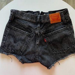 Levi's 501 High Rise Black Denim Shorts Size 24